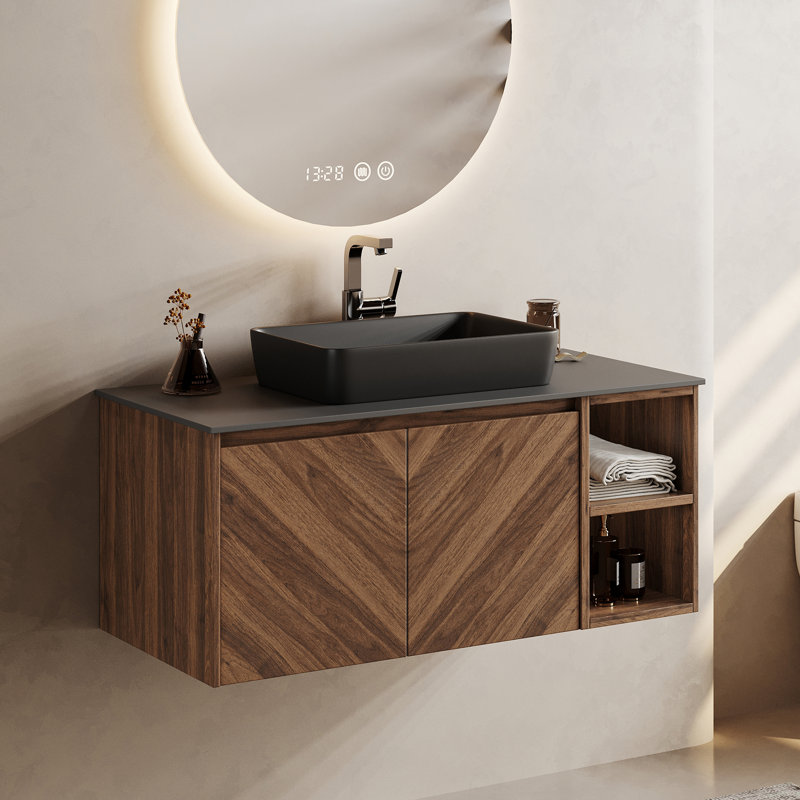 Ebern Designs 35.4" Brown Wood Bathroom Vanity Wayfair